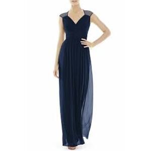 NEW Alfred Sung Size 2 Chiffon Knit Cap Sleeve V-Neck Maxi Dress $231 msrp J3-18